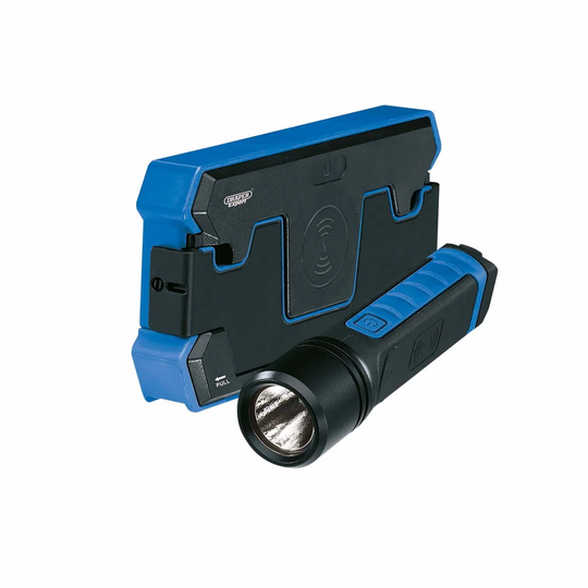 Draper Wireless/Usb Rechargeable Hand Torch With Single Charging Pad