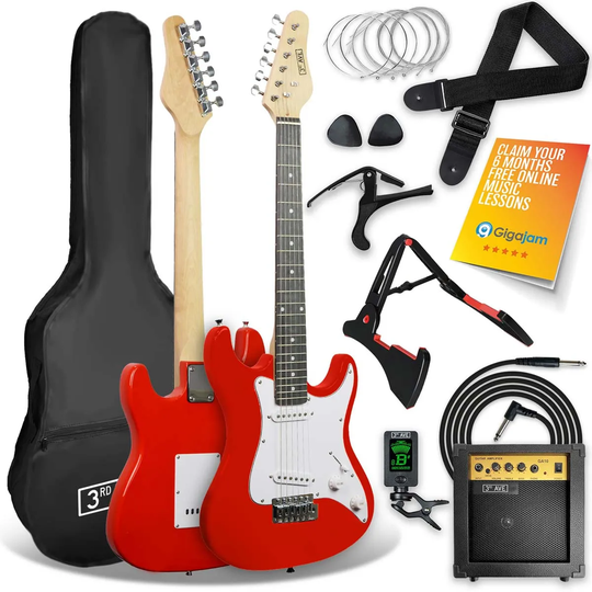3rd Avenue Rocket Series 3/4 Electric Guitar Pack - Red