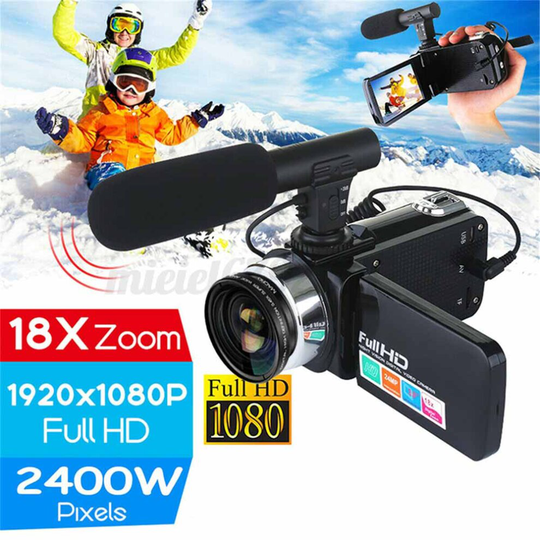 Digital Vlog Camcorder Video YouTube Camera Recorder-Microphone Lens