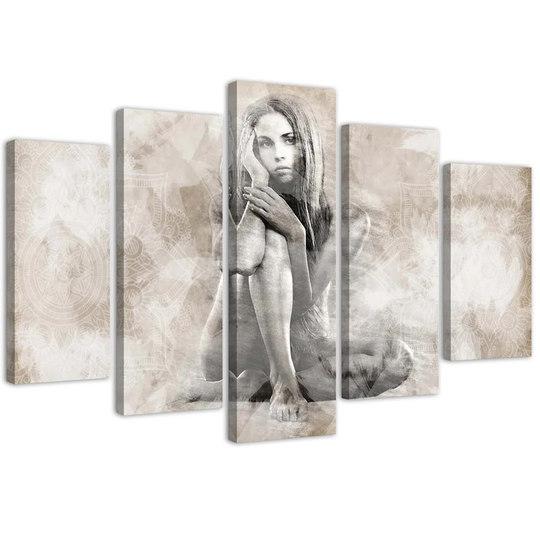 Canvas Print Female Nude Beige