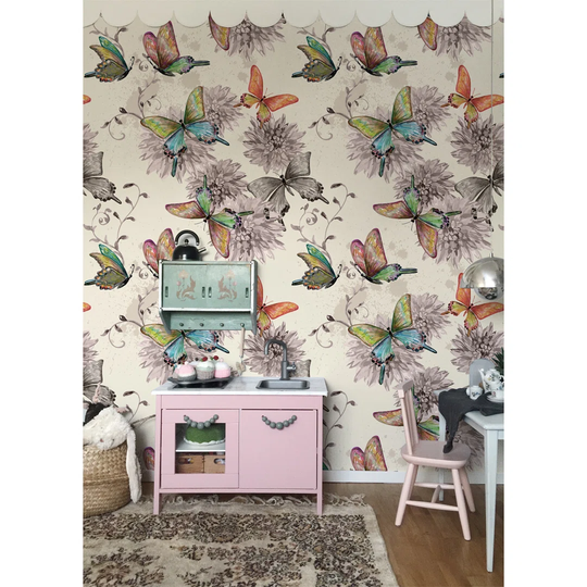 Harnish Fairy Tale Butterfly Girly Flowers Pastel Wallpaper