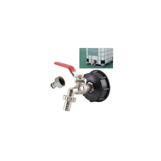 IBC Adapter S60X6 Tank Cap with Brass Tap & 1/2" Snap On Connector Tote Tank