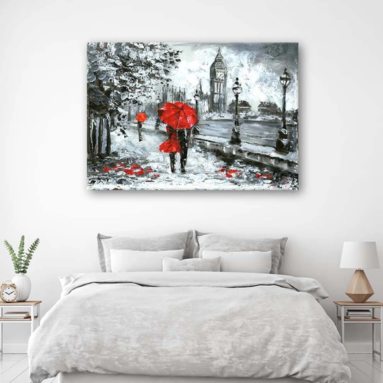 Canvas Print London City Pair Umbrella As Painted