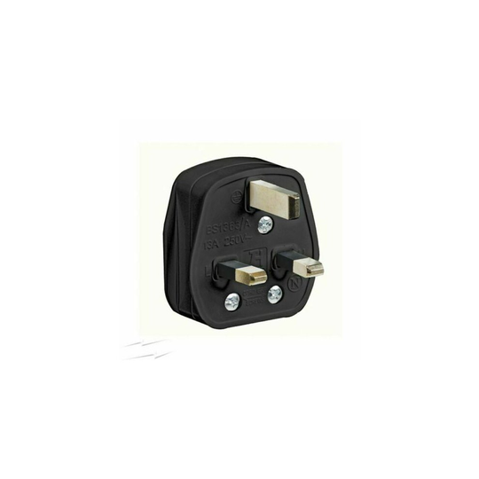 BLACK MAINS PLUG ELECTRIC SOCKET FUSED ADAPTER UK 3 PIN 240V 13AMP