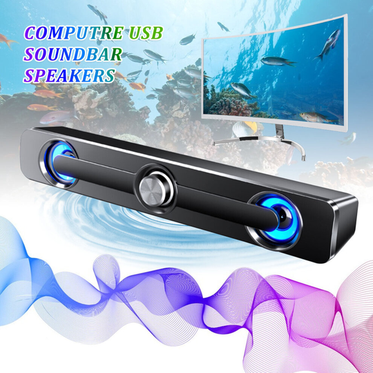 LED USB Wired Sound Bar Stereo Speakers TV Computer USB For PC Desktop