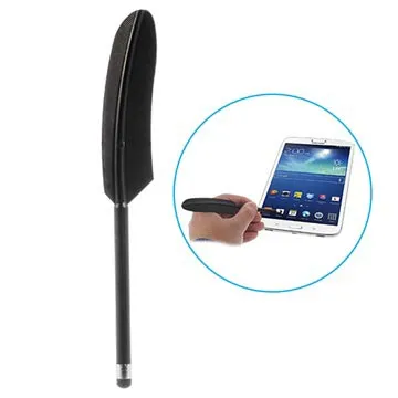 Retro Feather Style Universal Capacitive Stylus Pen - Black
