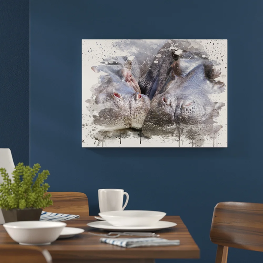 '2 Hippos Hippopotamus' Graphic Art Print Poster