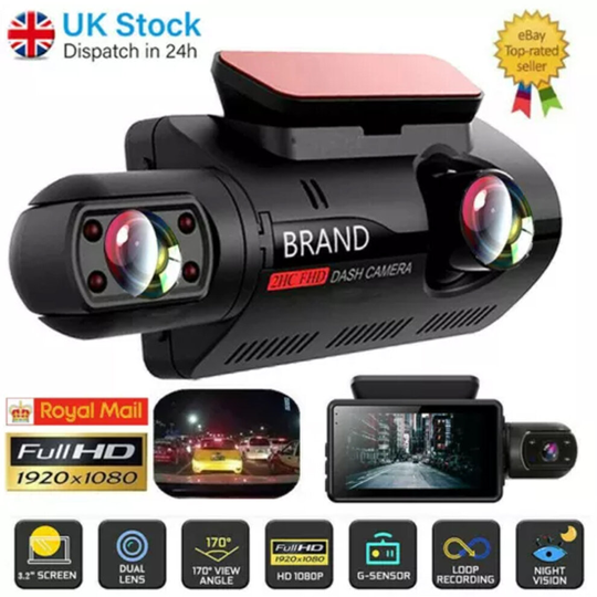 1080P Dual Lens Car DVR Front and Rear Camera Video Dash Cam Recorder