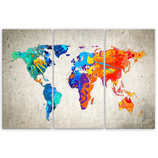 Canvas Print Coloured World Map Map