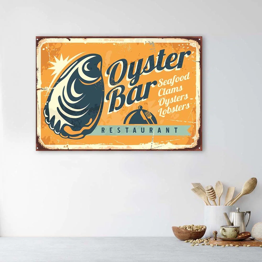 Canvas Print Retro Sign Oyster Bar