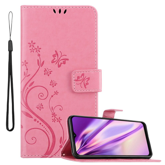 (Pink) Cadorabo Flower Case for Samsung Galaxy A13 5G Cover Book Wallet Protection PU Leather Flip Etui magnetic closure standing function card slots