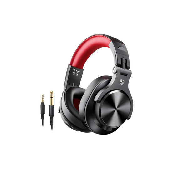 (Red) DJ Headphones Portable Adjustable Wireless/Wired Headset Bluetooth5.0