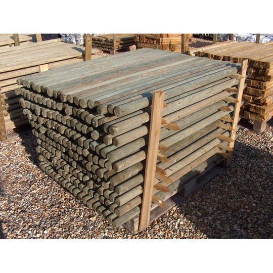 (1.5m Tall, 15 Posts) Round Pressure Treated Wood Fence Posts- 50mm diam
