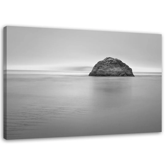 Canvas Print Sea Rock Black White