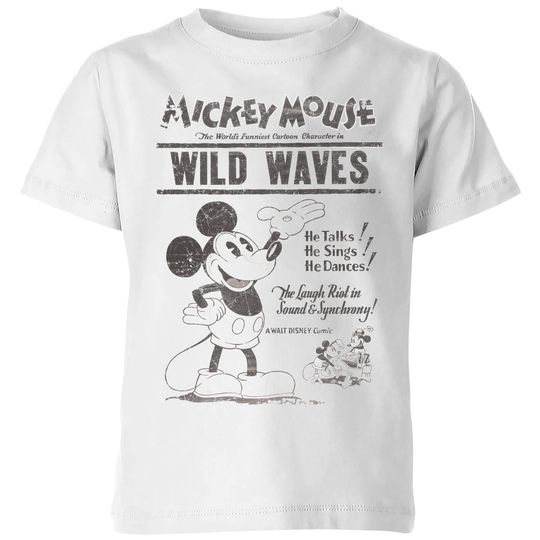 Disney Retro Poster Wild Waves Kids' T-Shirt - White - 3-4 Years - White