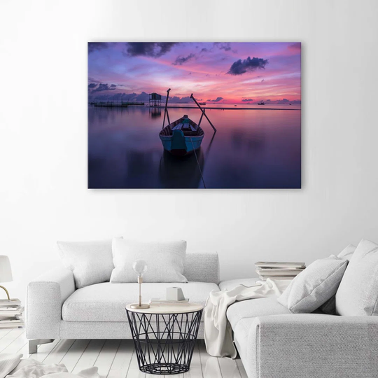 Canvas Print Boat On The Lake Purple
