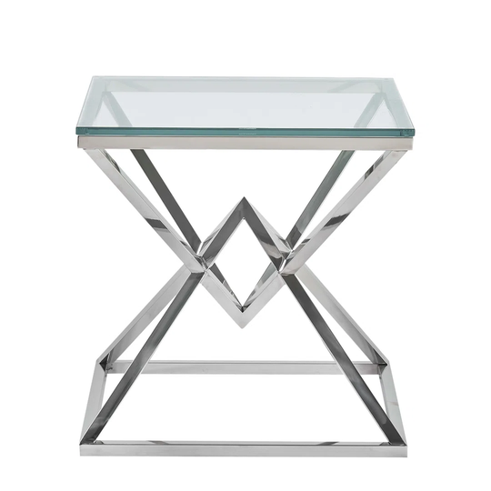 ADM - Sofa Side Table ''Double Pyramide Luxury Series'' - Color Silver