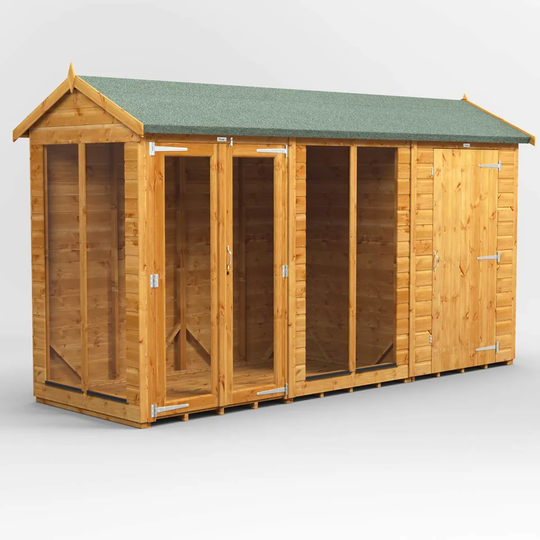 12X4 Power Apex Summerhouse Combi Including 4Ft Side Store