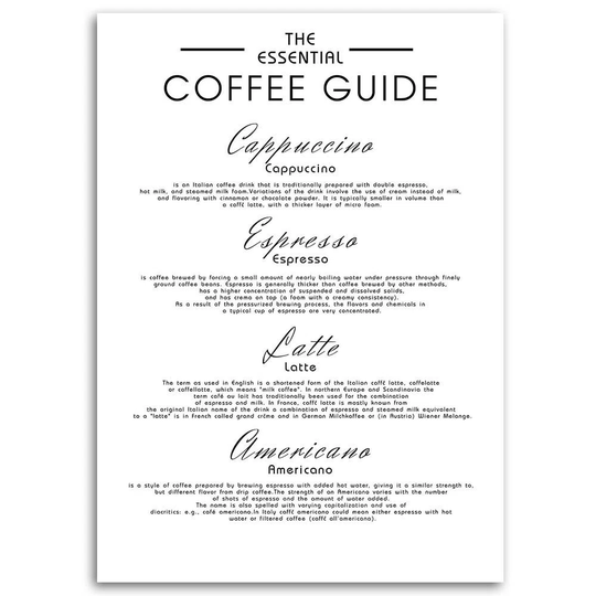 Canvas Print Coffee Menu Quote