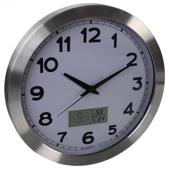 Perel Wall Clock 35cm White/Sliver
