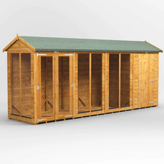 16X4 Power Apex Summerhouse Combi Including 4Ft Side Store