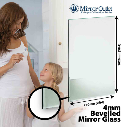 MirrorOutlet Circuitt 4mm Sheet Mirror Glass Bevelled 102 x 76cm