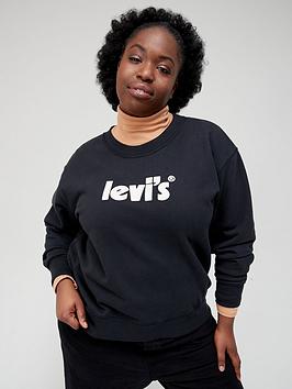 Levi'S Plus Levi'S&Reg; Plus Poster Logo Standard Crew Neck Sweater - Black