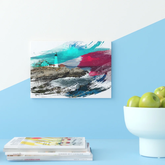 'Seascape Lighthouse Maine USA' Graphic Art Print Poster