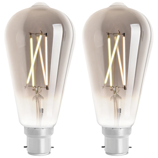 4lite WiZ Connected LED Smart ST64 Filament Bulb Smoky BC (B22) Tuneable White & Dimmable - Twin Pack