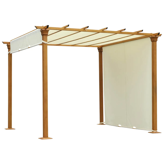 Outsunny Outdoor Retractable Pergola Gazebo Garden Sun Shade Canopy Shelter - Cream