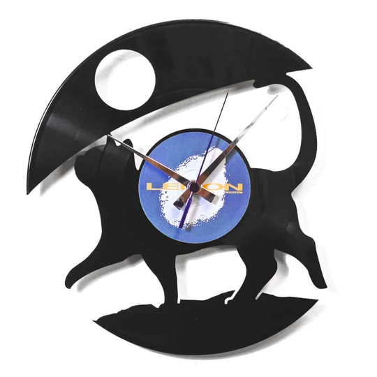 A Cat under the Moon Vinyl for Cat Lovers 30cm Silent Wall Clock