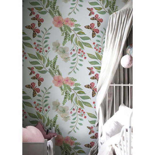 Sevenoaks Flowersbutterfly Pastel Wallpaper