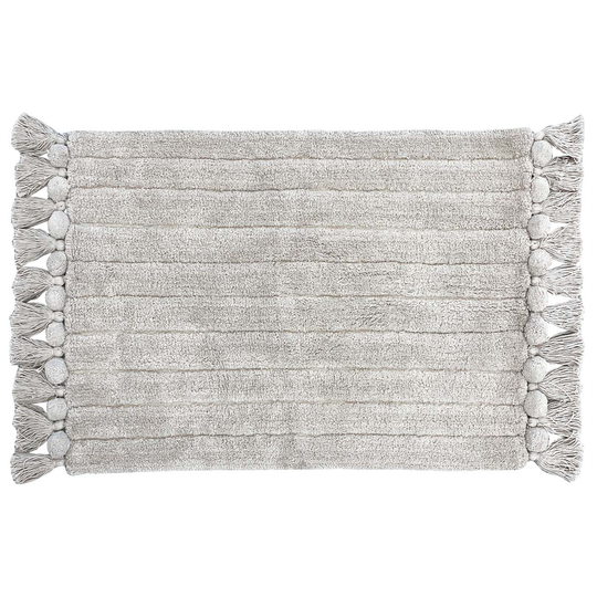 The Linen Yard Ribbed Tassel Cotton Woven Anti-slip Bath Mat Grey