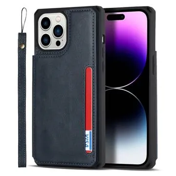 iPhone 14 Pro Max Magnetic Kickstand Wallet Case - Blue