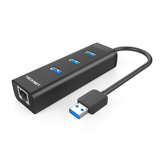 TeckNet 3 Port USB3.0 Hub 10/100/1000 Gigabit Ethernet LAN Wired Network Adapter USB 3.0 to RJ45