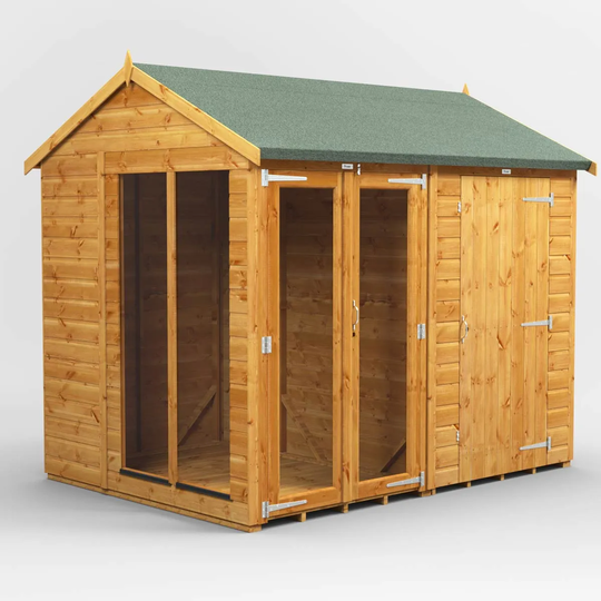 8X6 Power Apex Summerhouse Combi Including 4Ft Side Store