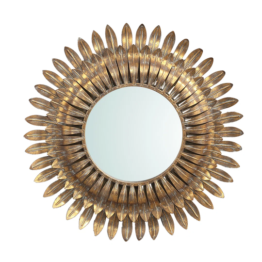Cheneyville Round Metal Framed Wall Mounted Accent Mirror in Gold