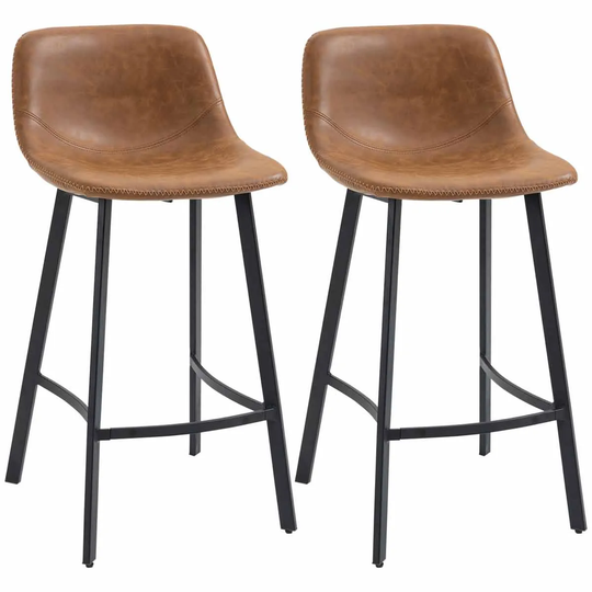 HOMCOM Industrial Kitchen Bar Stools Set Of 2 Brown