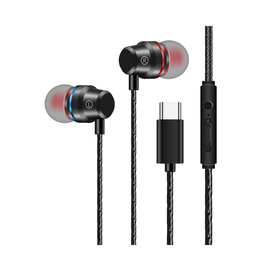 (Black) For Xiaomi Mi 8 6 Earphones Type-C Headset