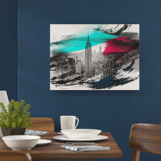 'New York Manhattan Buildings Skyline' Graphic Art Print Poster