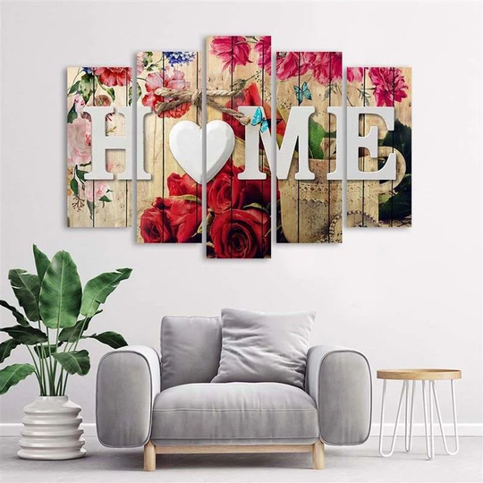 Canvas Print Home Wooden Heart Shabby Chic