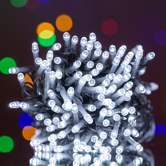 TEKLED String Fairy Lights | 200 LED Decorative String Firefly Lights | Mains Powered with Adapter | Waterproof Indoor Outdoor 20M | Cold White | fo
