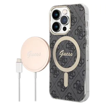 Guess 4G Edition Bundle Pack iPhone 14 Pro Max Case & Wireless Charger - Black