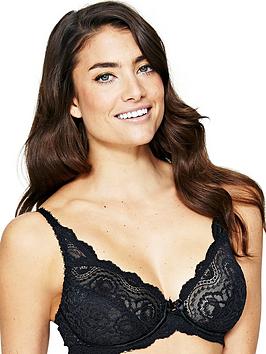 Playtex Flower Lace Elegance Underwire Bra - Black, Black, Size 34C, Women