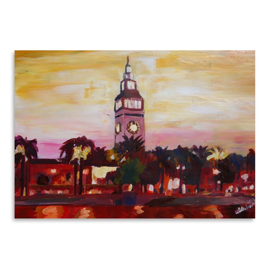 San Francisco Ferry Plaza Building by M Bleichner - Unframed Painting Print on Paper