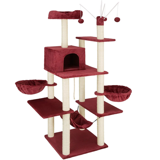 Tectake Cat Tree Scratching Post Lilou - Burgundy