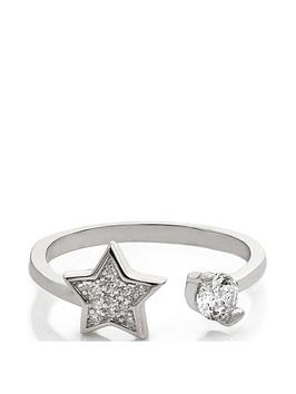 Say It With Diamonds Star Of Luck Adjustable Sterling Silver Ladies Ring