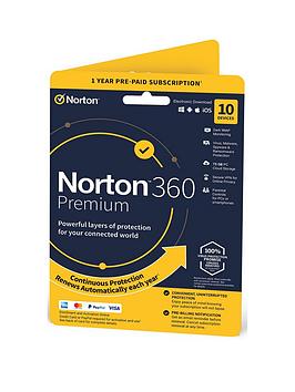 Norton 360 Premium 10 Devices 1 Year Subscription With Automatic Renewal