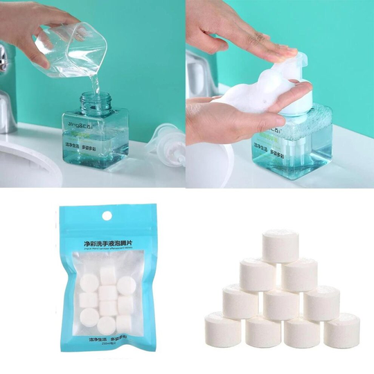10Pcs Portable Travel Clean Foaming Non-irritating Hand-washing Sanitizer Effervescent Tablet