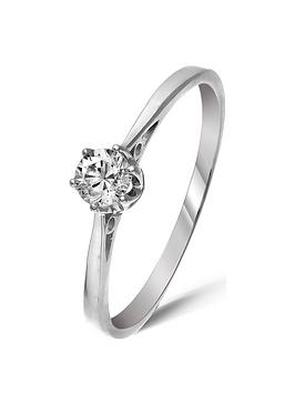 Love DIAMOND 9 Carat White Gold 25pt Diamond Solitaire Ring, Size H, Women